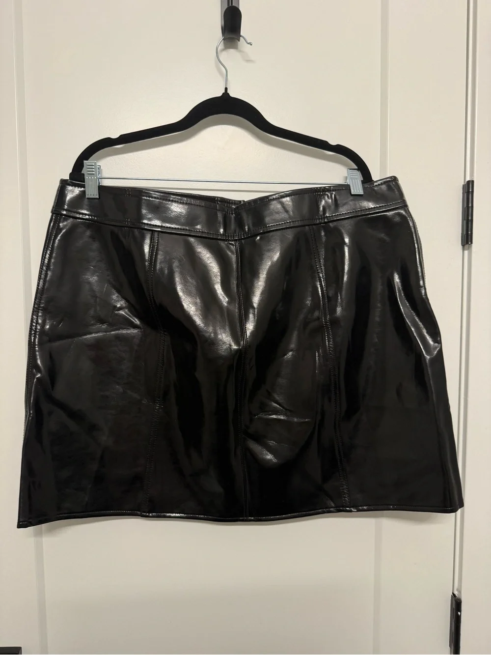J. Crew Black Faux Leather Mini Skirt with Gold Buttons